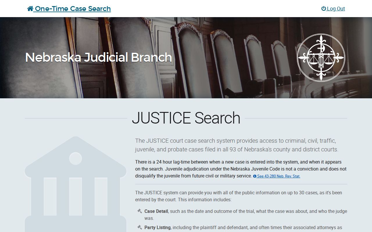 Pawnee County warrant search instructions in the Nebraska case system