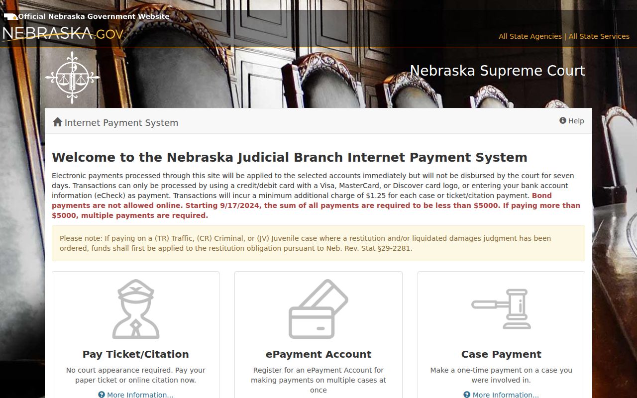Pawnee County warrant search, ticket and case payment page