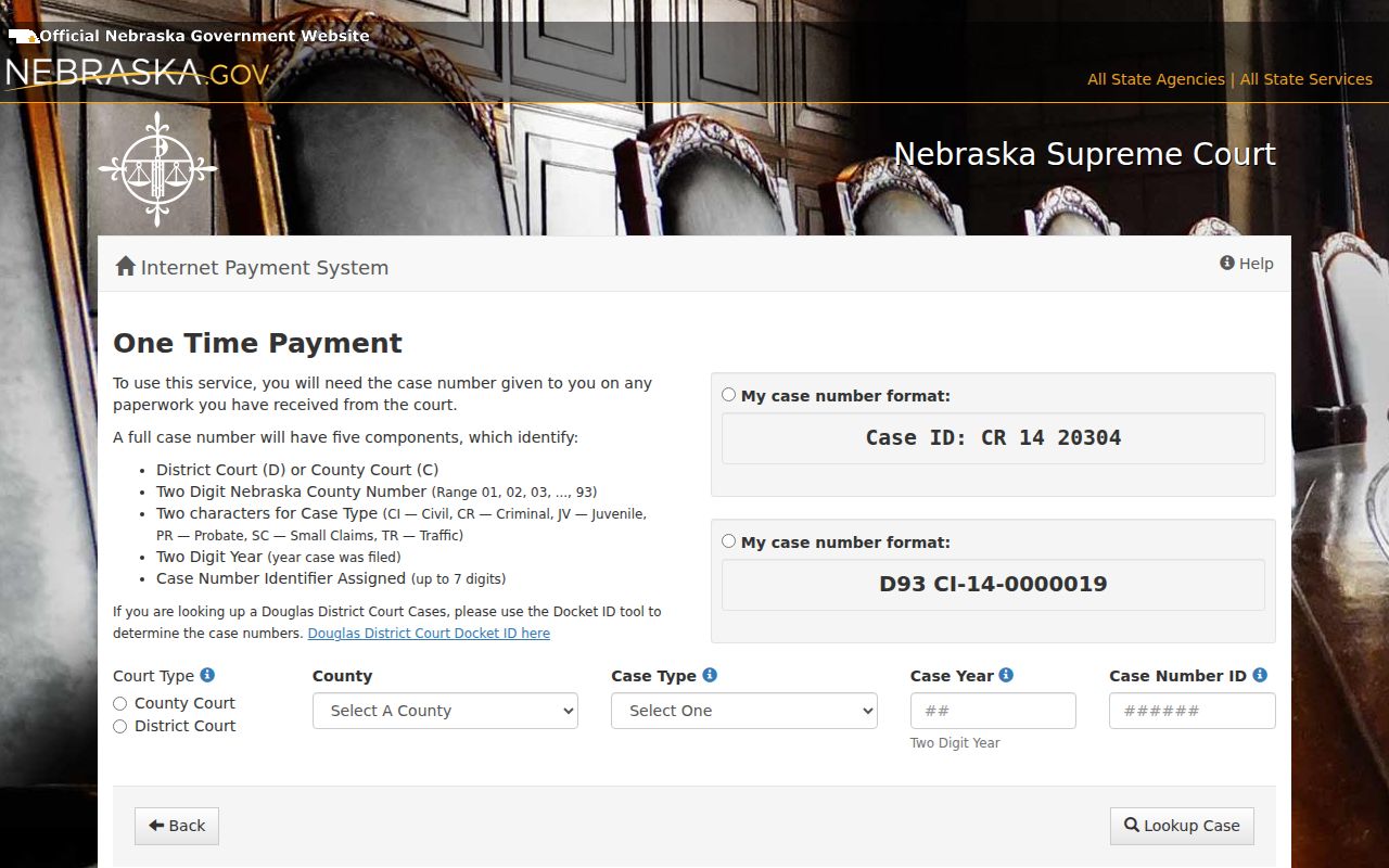 Pawnee County traffic warrant records, case-number payment interface