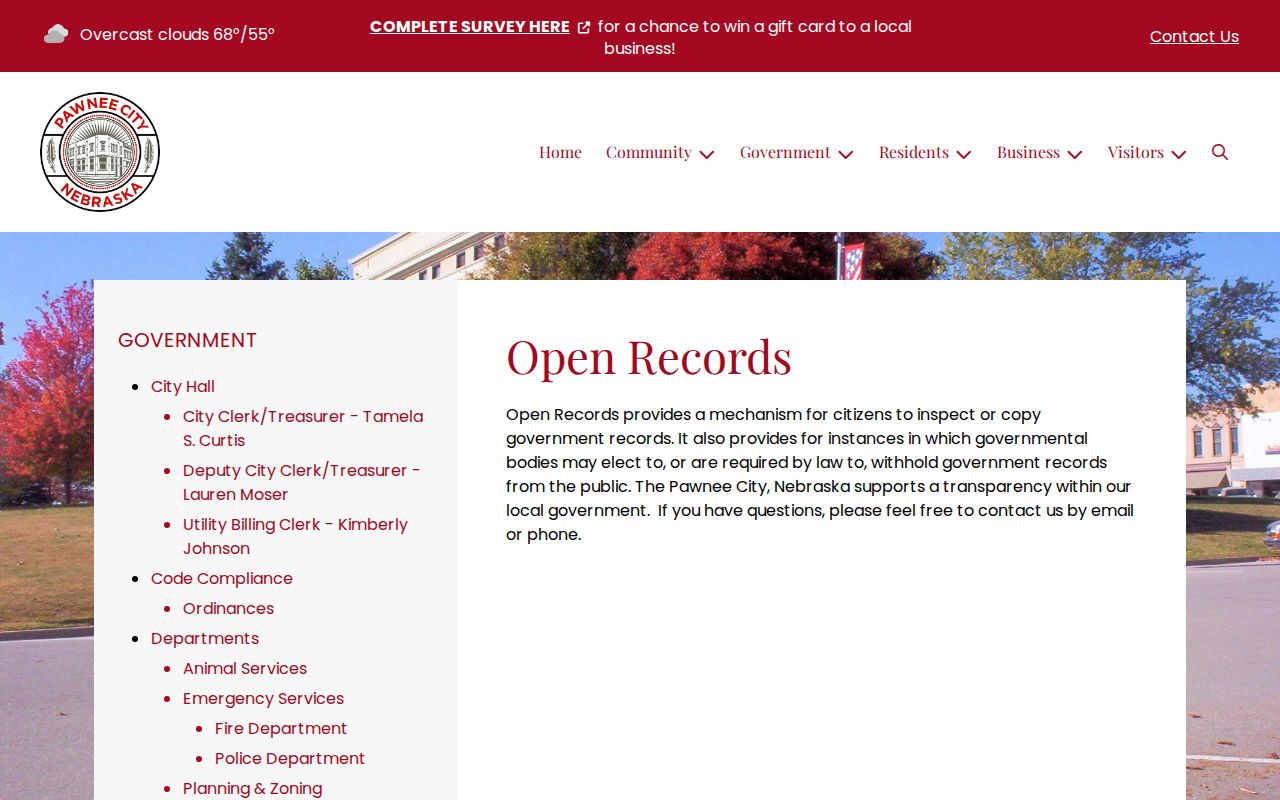 Pawnee County municipal court warrant records, city transparency page