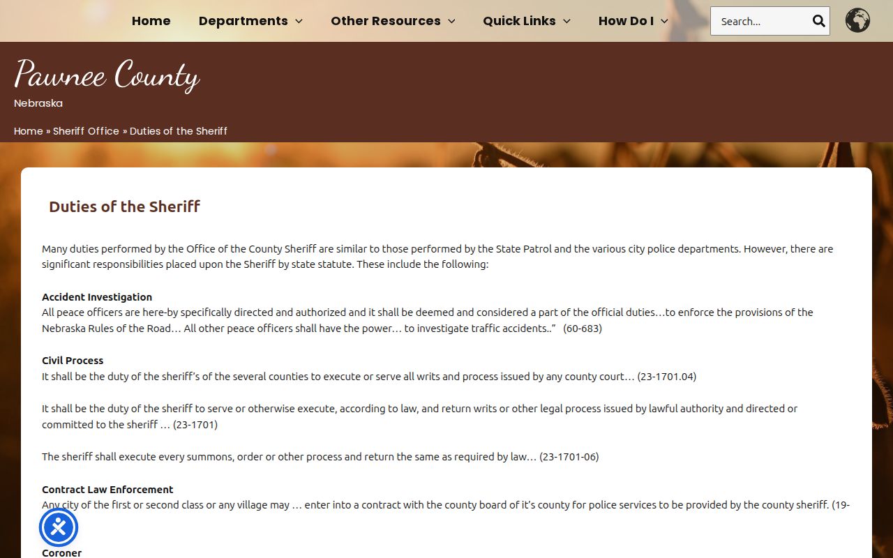 Pawnee County warrant records, Sheriff process duties